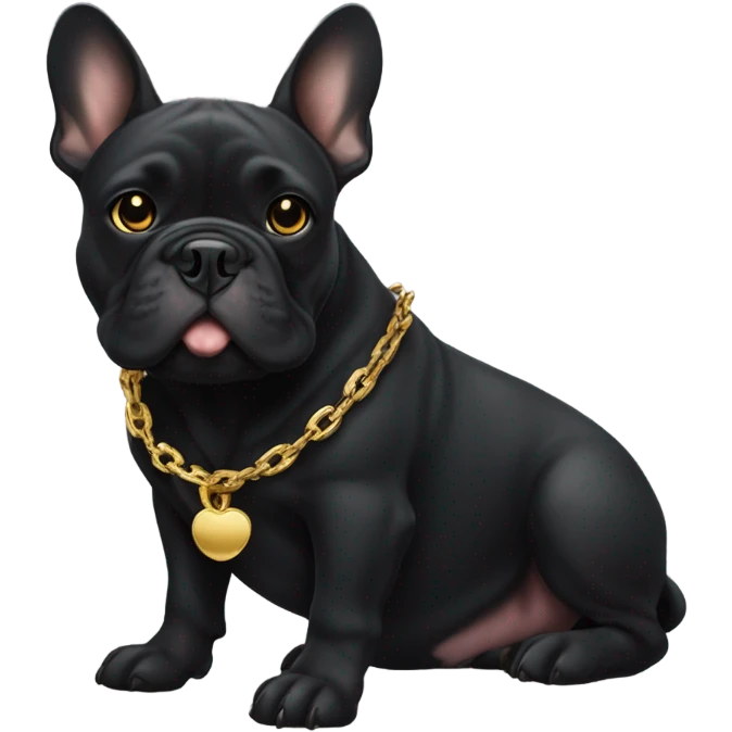 Black French bull dog with a gold chain emoji