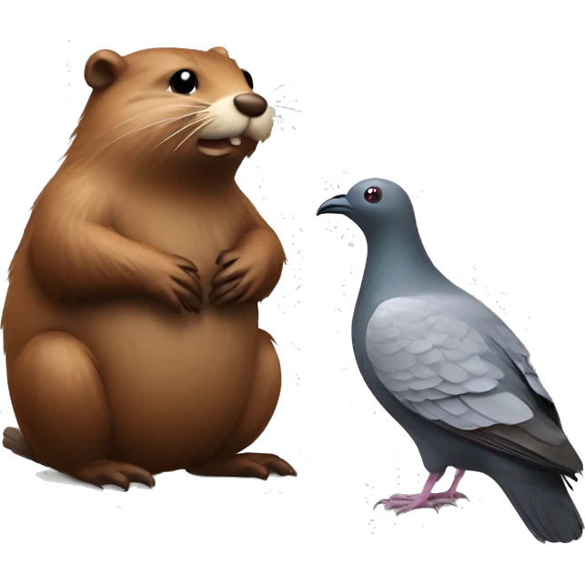 Beaver stood next to a pigeon  emoji