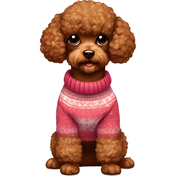 Brown girl toy poodle with with sweater  emoji