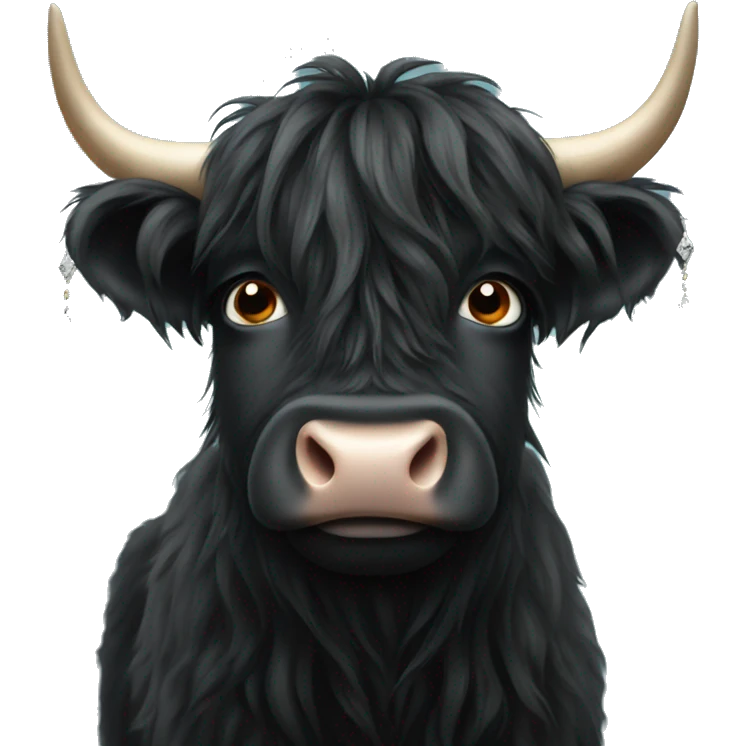 black highland cow with earrings emoji
