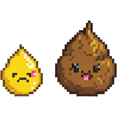 poop emoji vs yellow droplet, simple and fun emoji