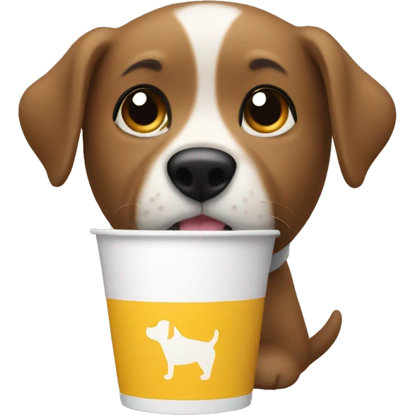 Dog drinking pup cup emoji
