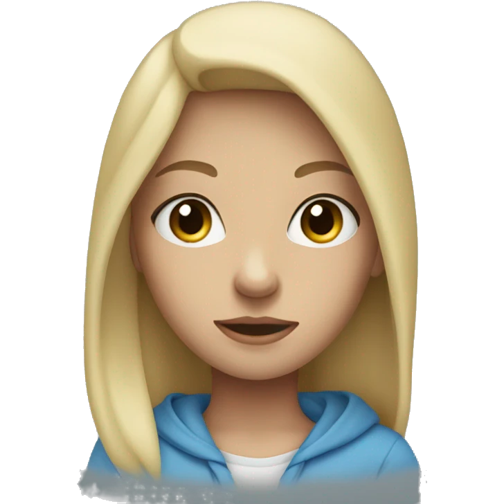 Girl wearing hoodie and baggy pants blonde and blue eyes emoji