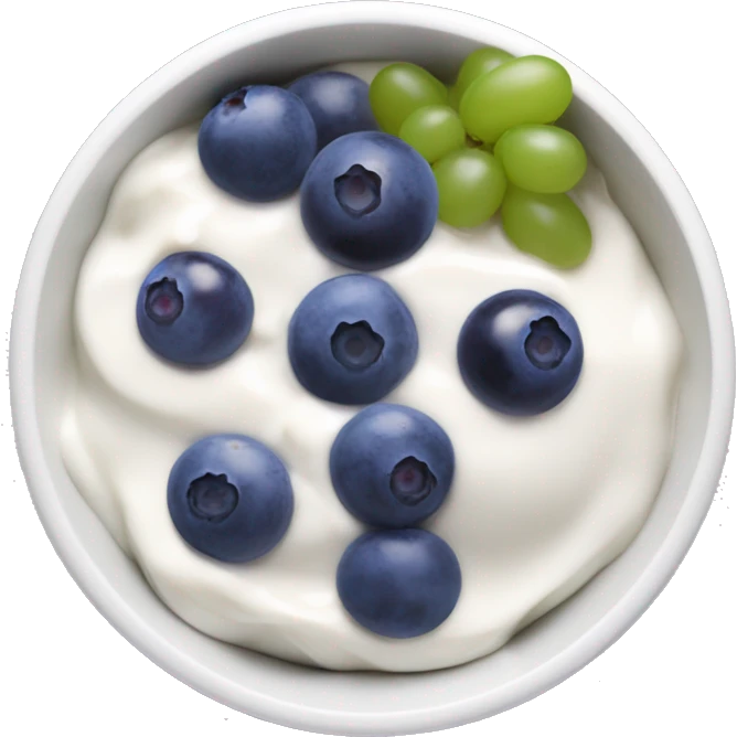 yoghurt bowl with grapes and blueberries emoji