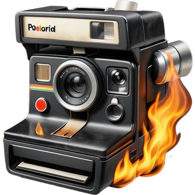 Polaroid camera printing a burnt photo. emoji