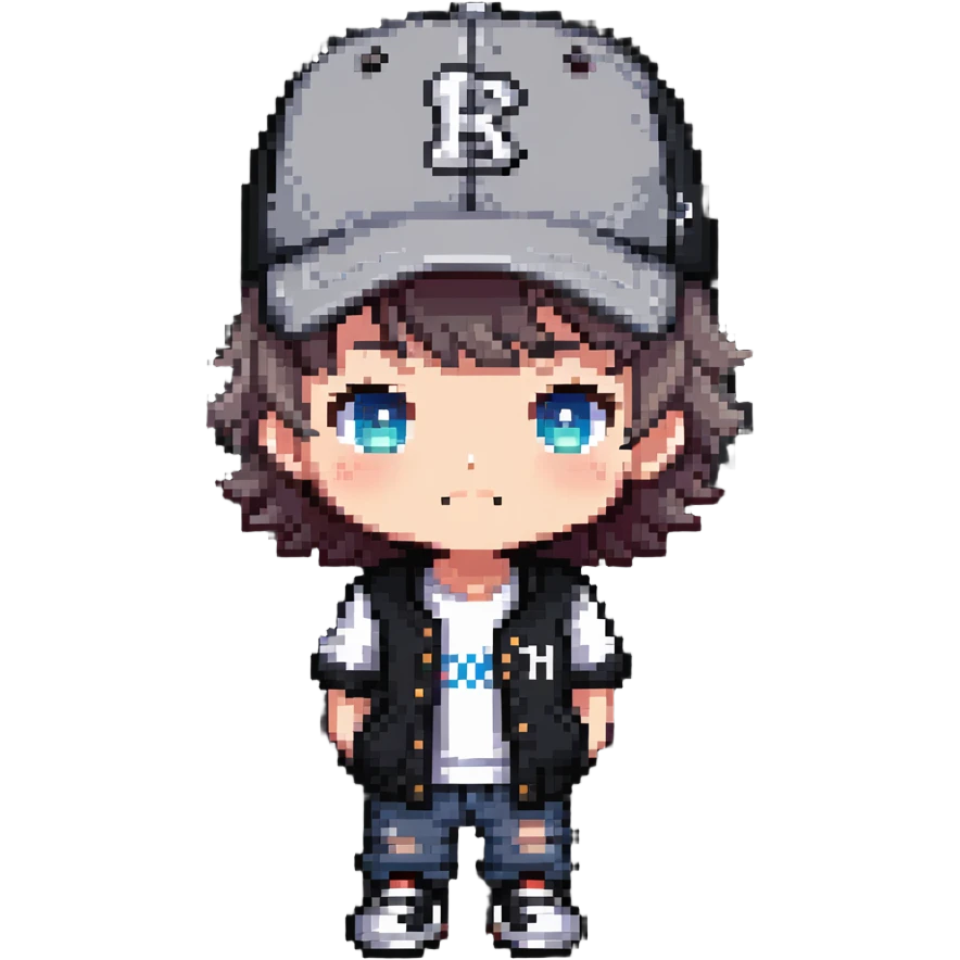 chibi boy with baseball cap and casual outfit emoji