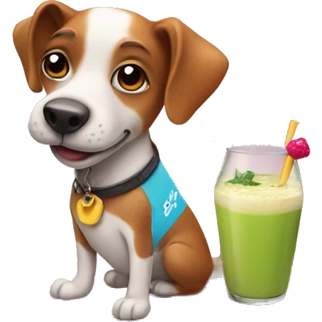 Dog on a surf board with a smoothie emoji