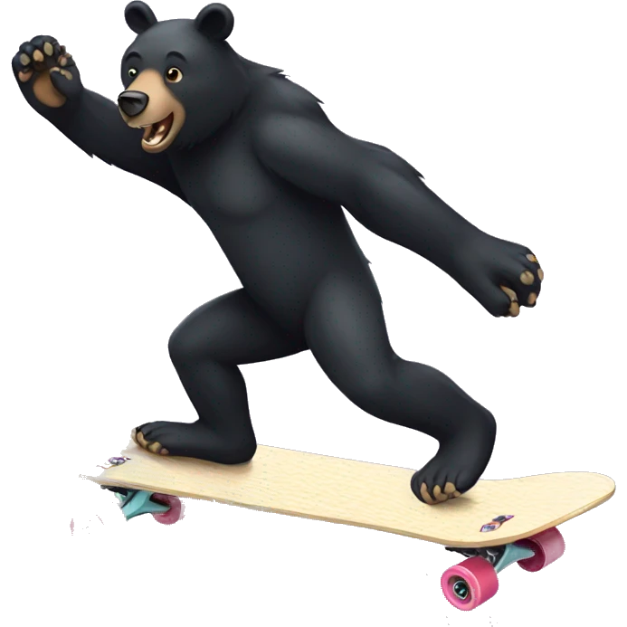 Black bear kick flipping skateboard  emoji