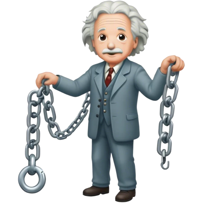 Albert einstein pulling on a chain emoji