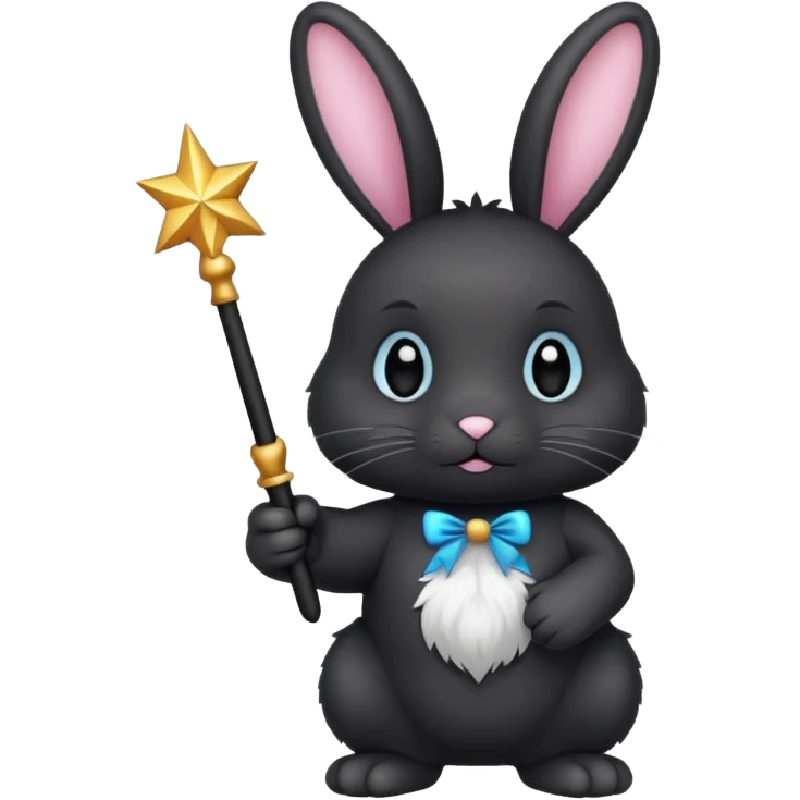 Black bunny with wand  emoji