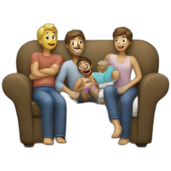 sofa with three friends emoji