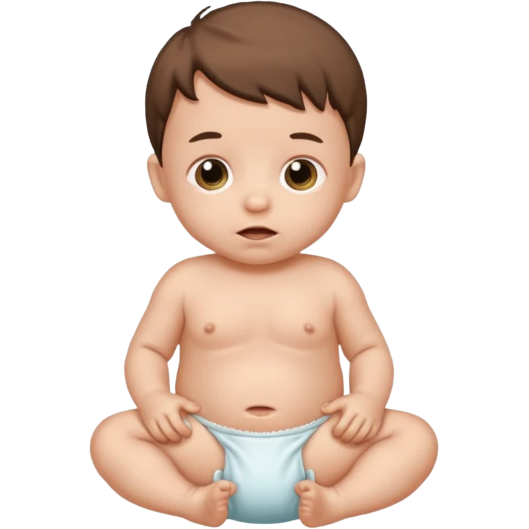 Newborn baby wearing a full of poop diaper emoji