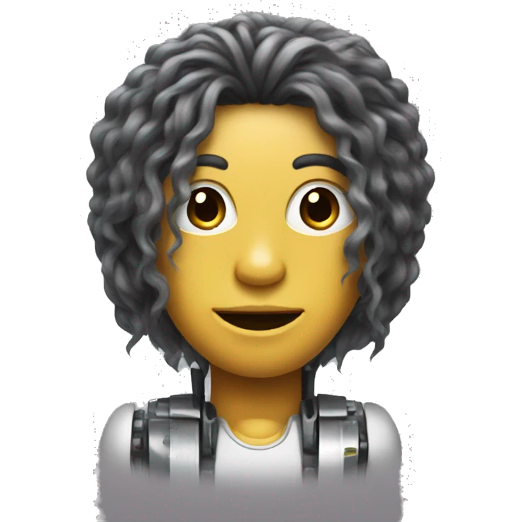 Robot with human hair emoji