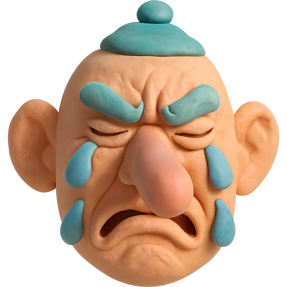 tengu face with long nose crying, pastel colors, just the face emoji
