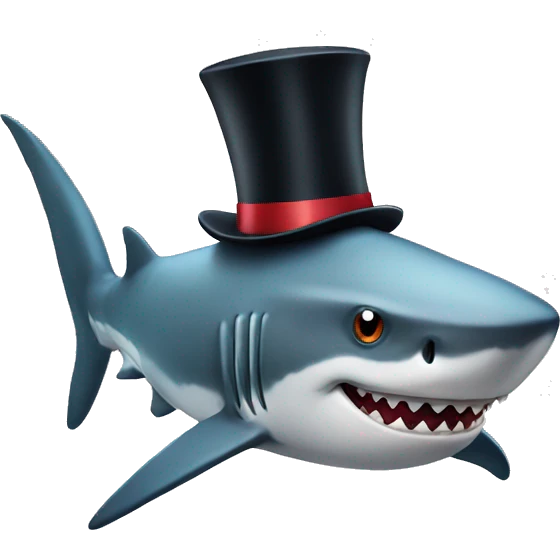 Shark with a top hat emoji