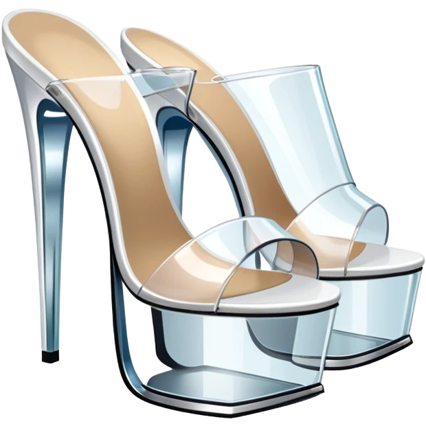 ultra realistic pair of platform open toe glass heels emoji