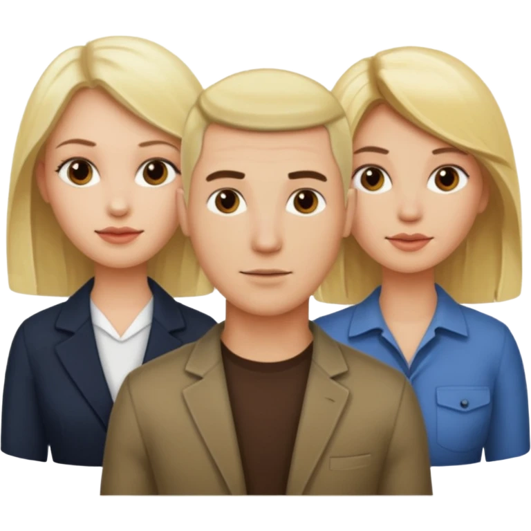 Two blonde women and a man with skin head and dark hair  emoji