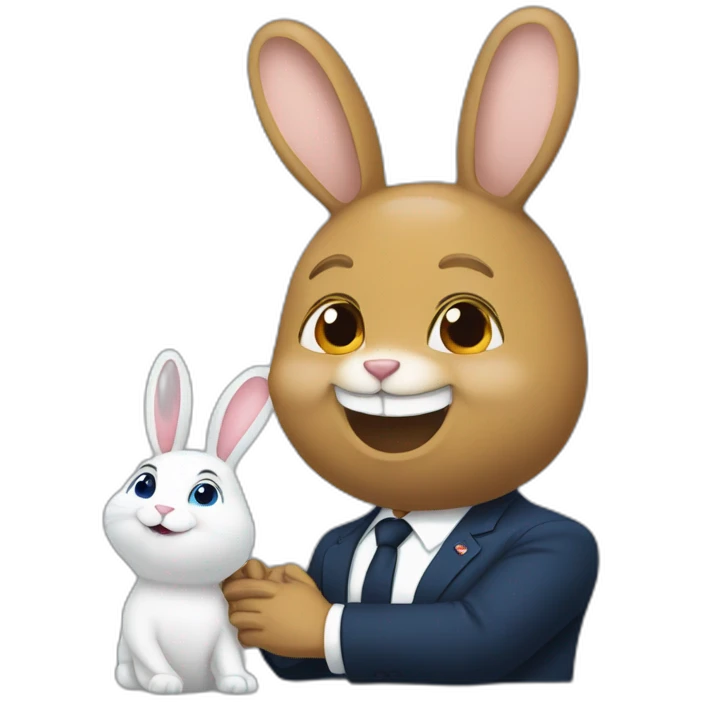 Un lapin avec macron emoji