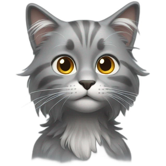 Pixar long hair cat grey emoji
