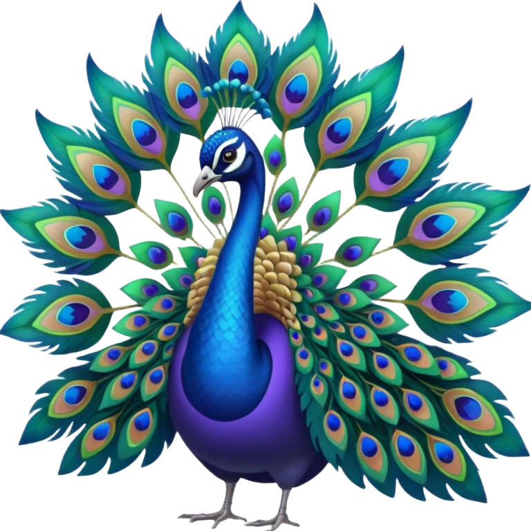 peacock with lotus blossom tail feathers emoji