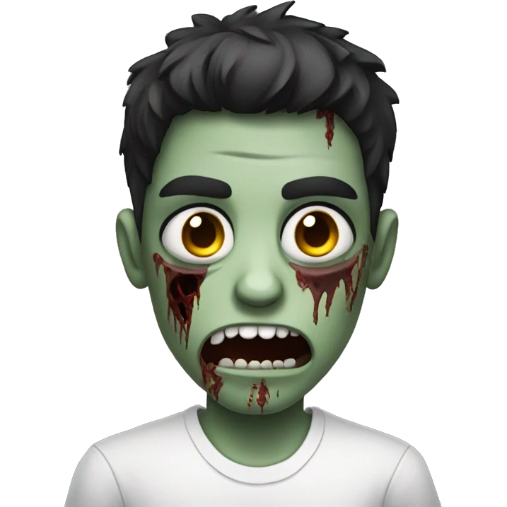 teen boy zombie with dark hair and white shirt emoji