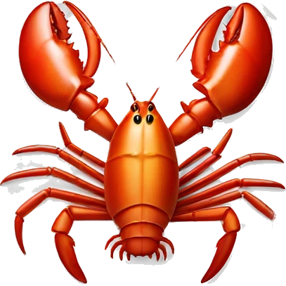 Lobster on plate with lemon emoji