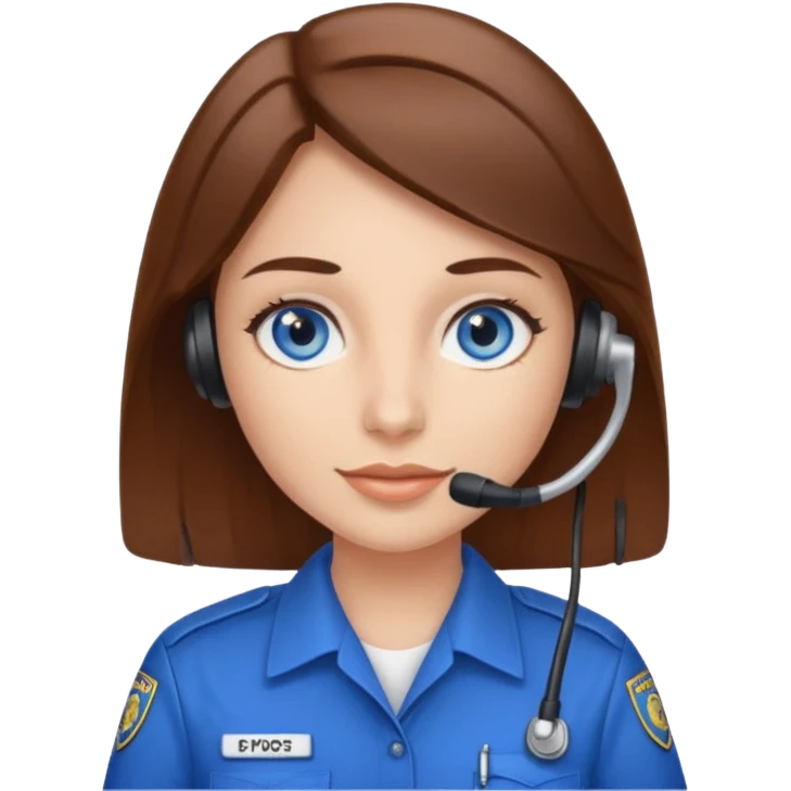 dispatcher female blue eyes brown hair no uniform emoji