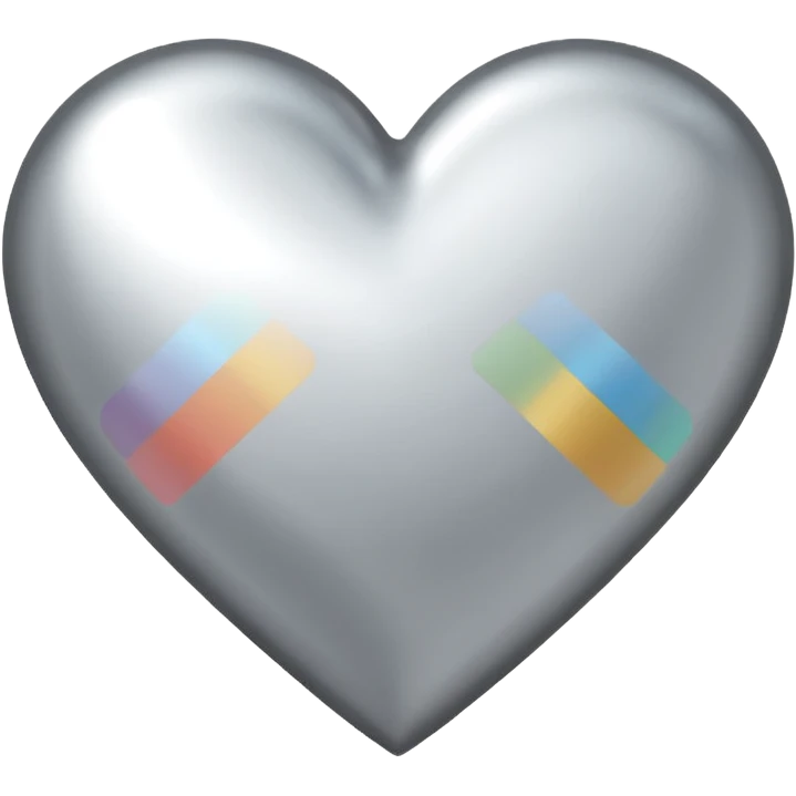 white heart with a metallic silver finish emoji