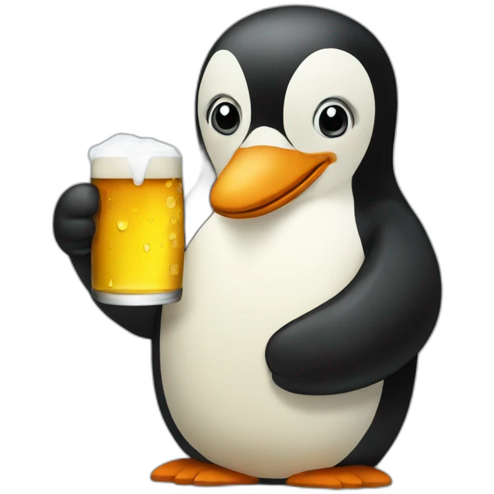 pinguin drinking beer emoji
