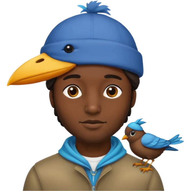 black man with a bird hat emoji