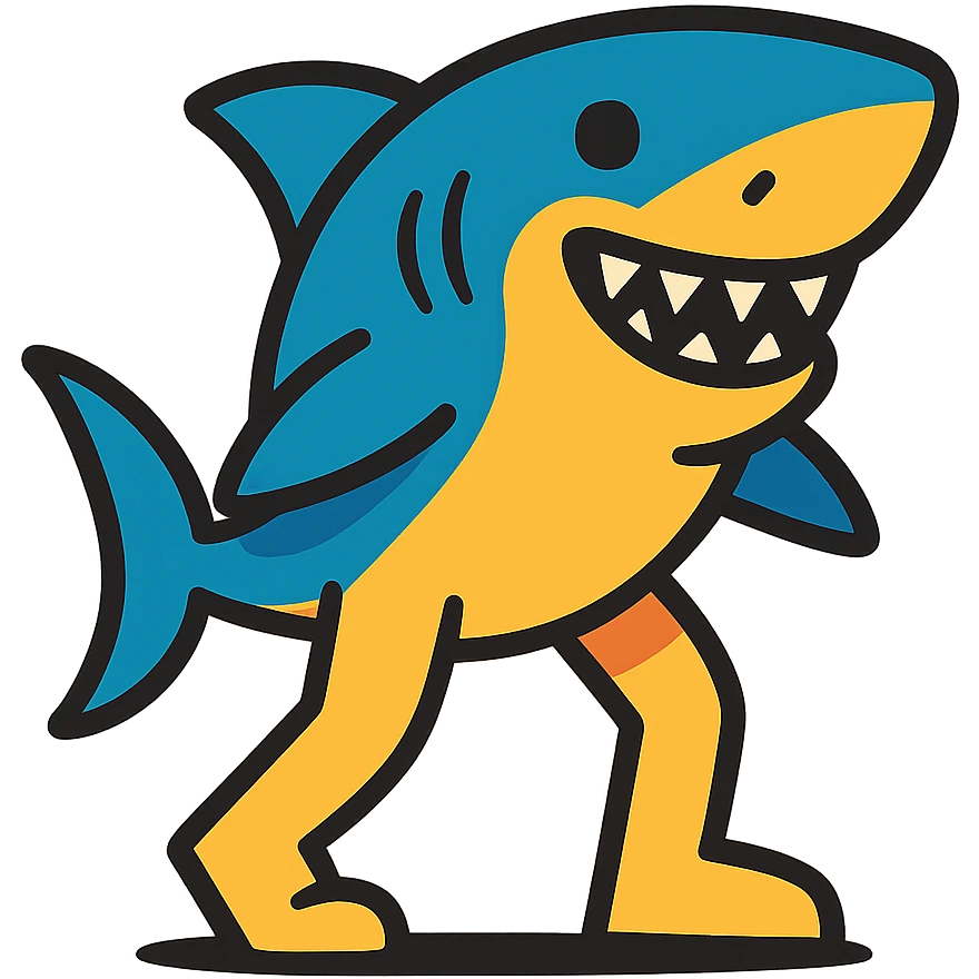 shark with legs, vibrant toon style emoji