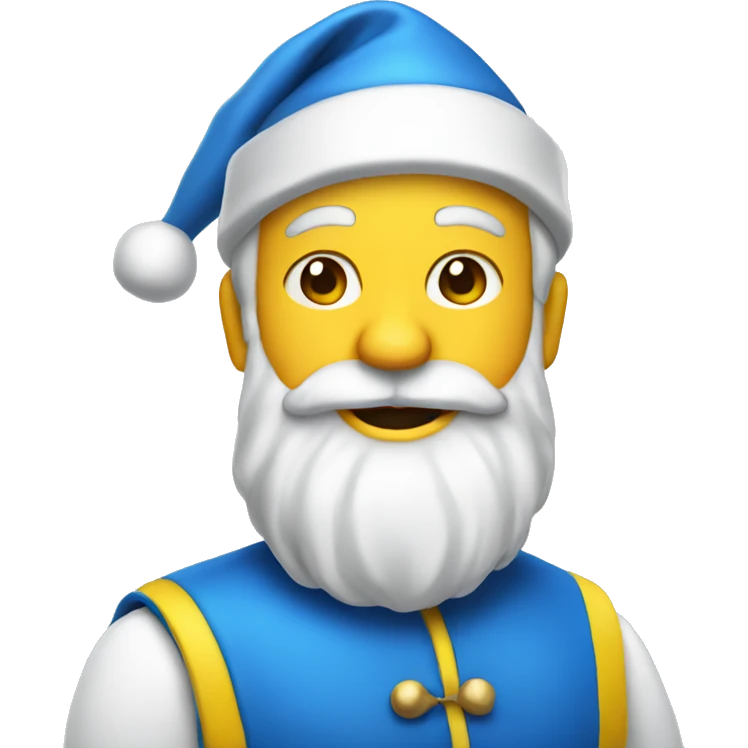 Santa claus wearing blue and yellow outfit emoji