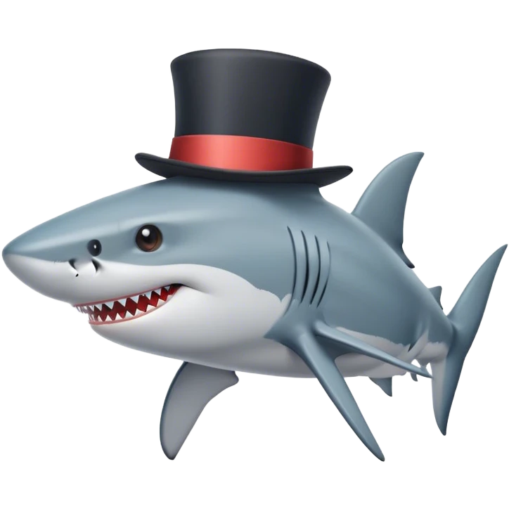 Shark with a top hat emoji