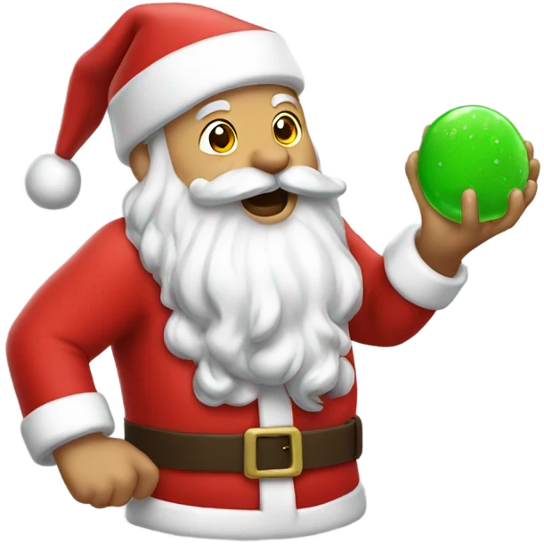 Santa playing with slime emoji
