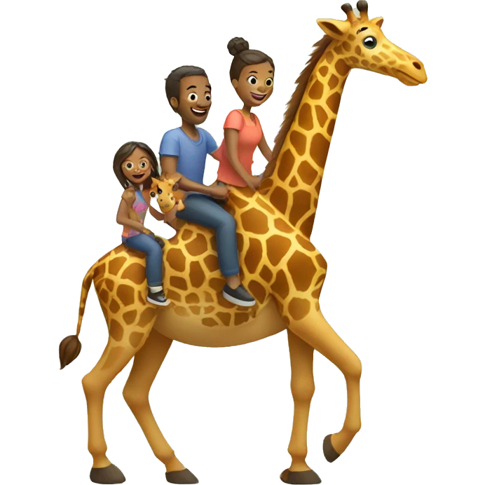 family riding giraffe emoji
