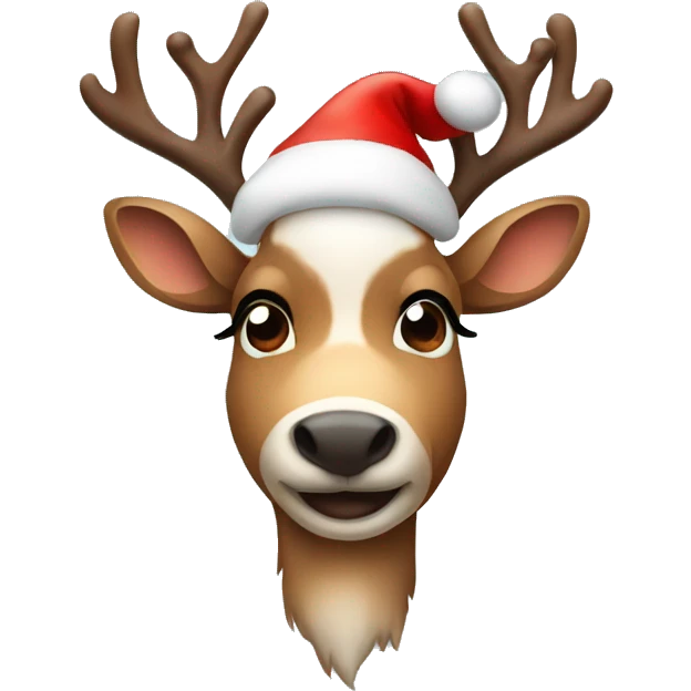 Reindeer with a Christmas hat emoji