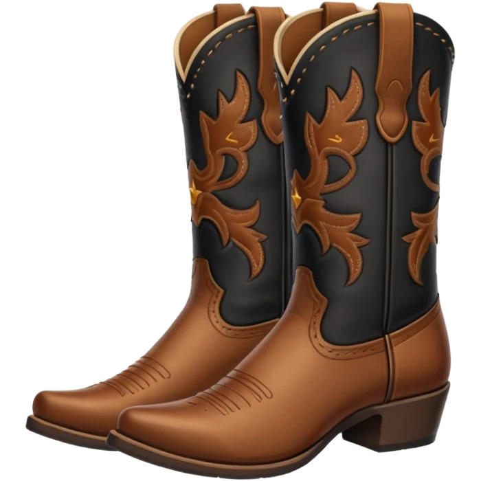 Can you make an outline of a pair of classic brown cowboy boots emoji