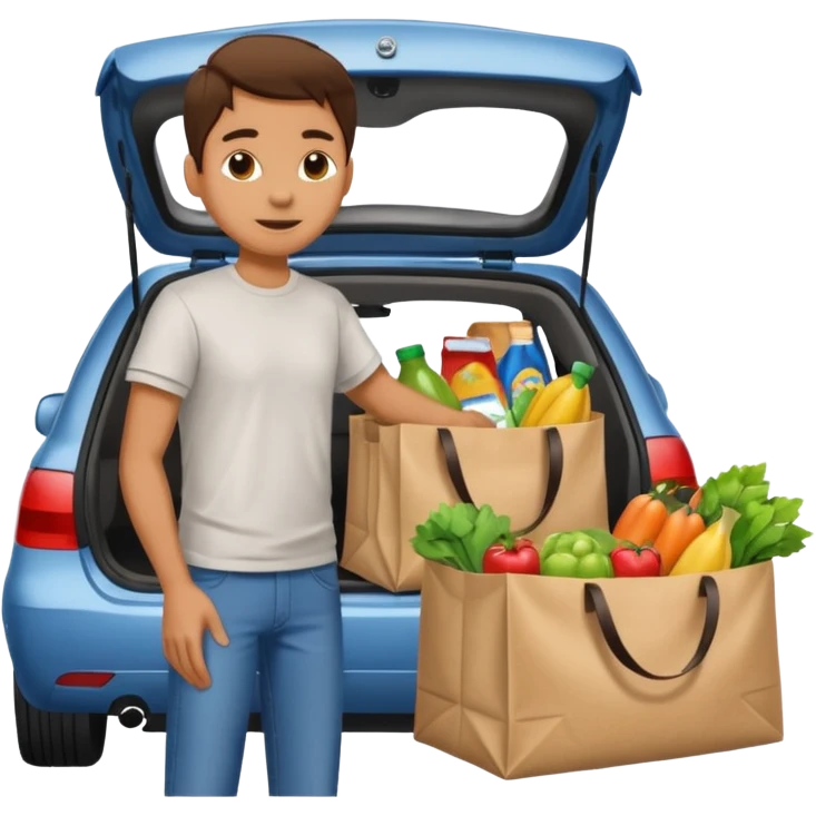 Subiendo compras de supermercado al carro emoji