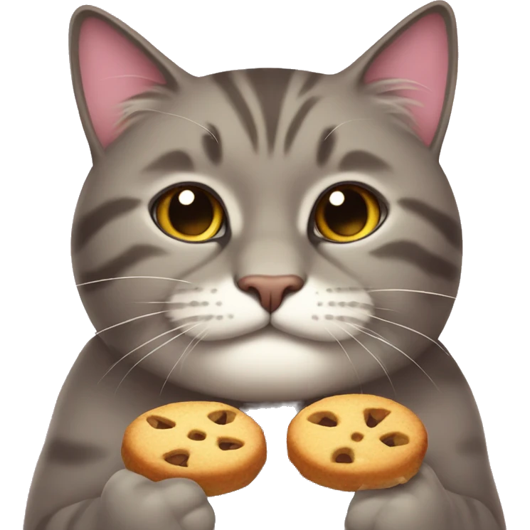 Big fat cat eating treats emoji