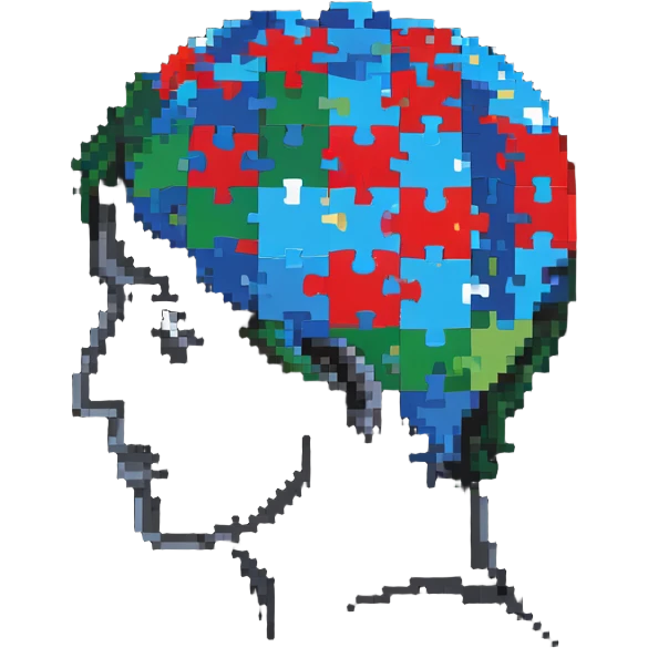 Head with puzzle pieces missing, mental block, stuck thinking emoji