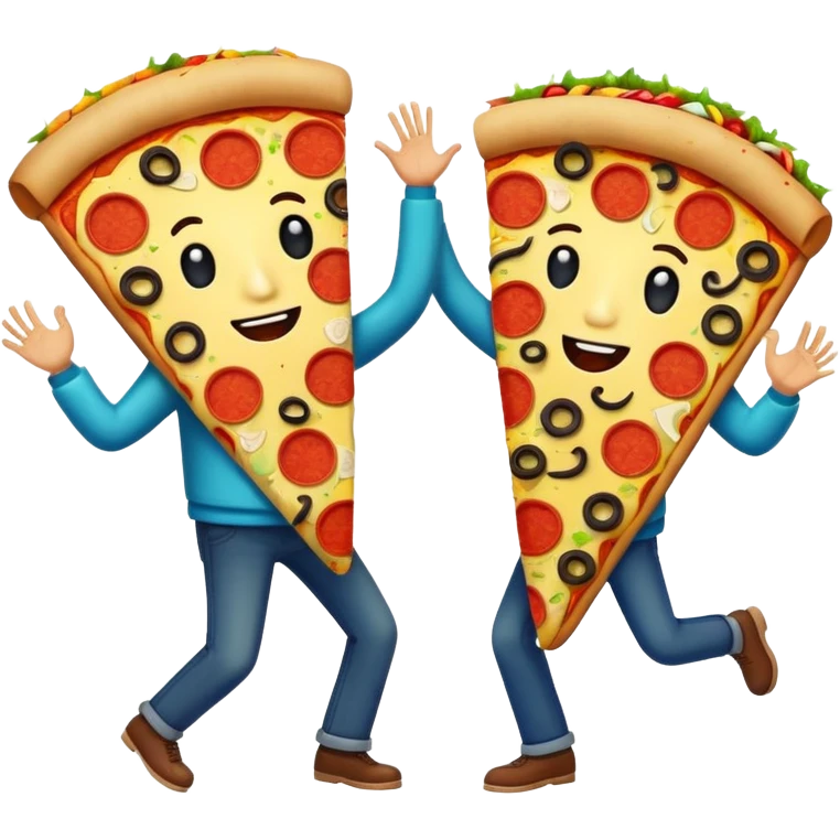 Pizza and taco dancing together emoji