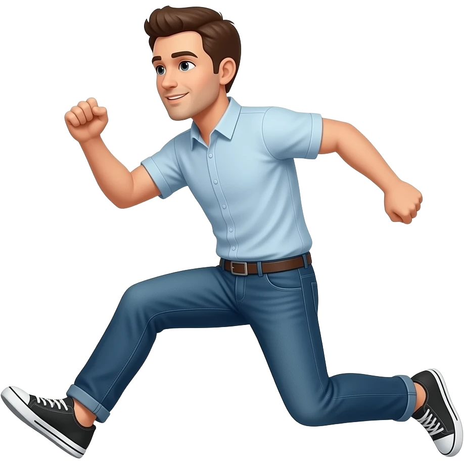 A man jumping notmally with both his legs facing left emoji