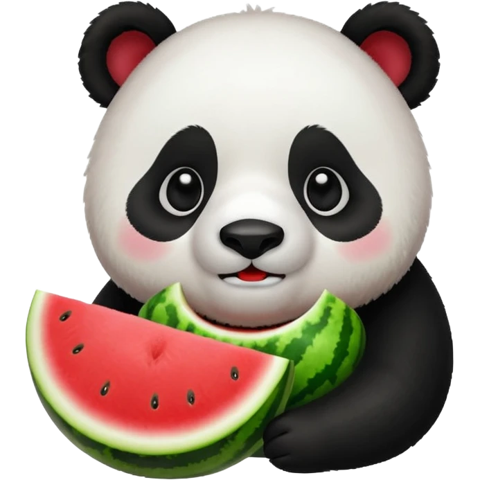 A cute panda emoji eating a watermelon emoji