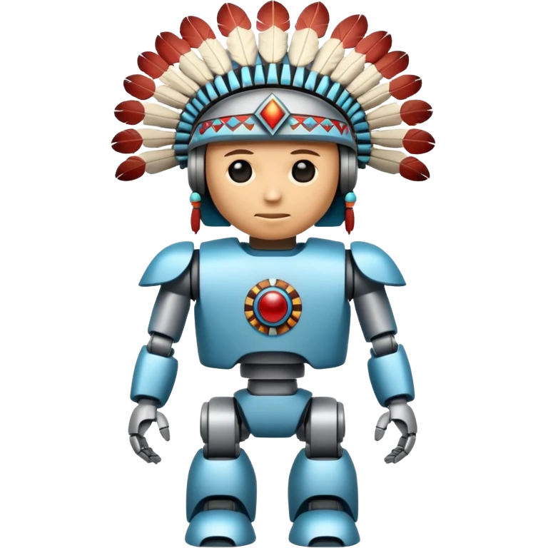 Full Robotic figure wearing native American regalia emoji