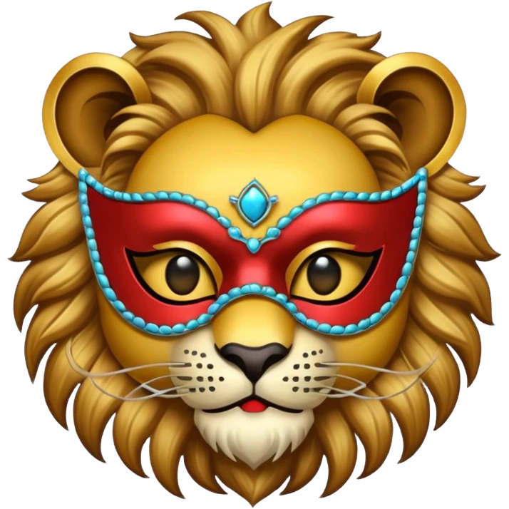lion with glamorous masquerade mask emoji