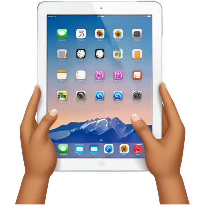 2 hands holding an ipad, no arms emoji