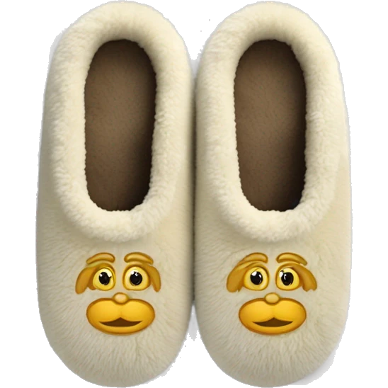 Fuzzy hotel slip-on slippers for spa which allow for toes to show (but no feet shown) emoji