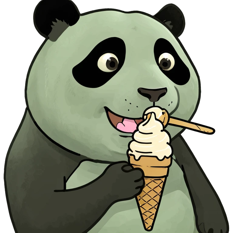 Panda eating ice cream emoji