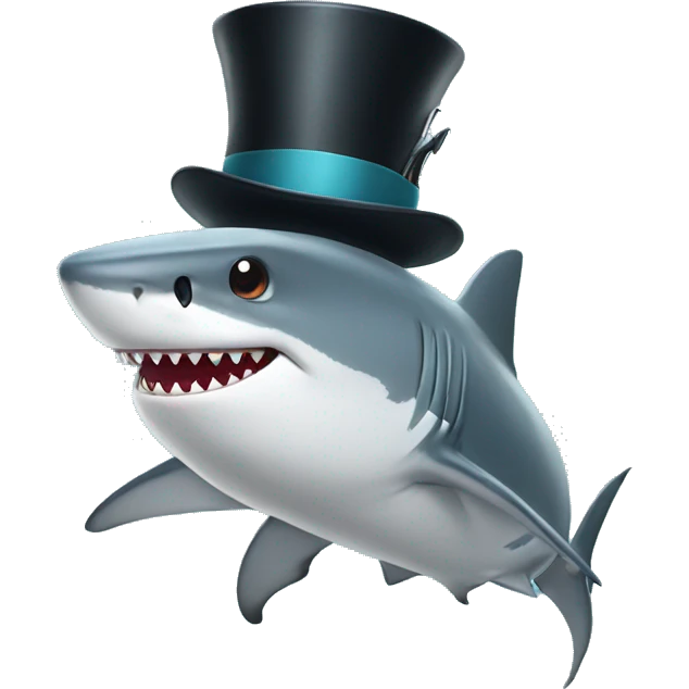 Shark with a top hat emoji