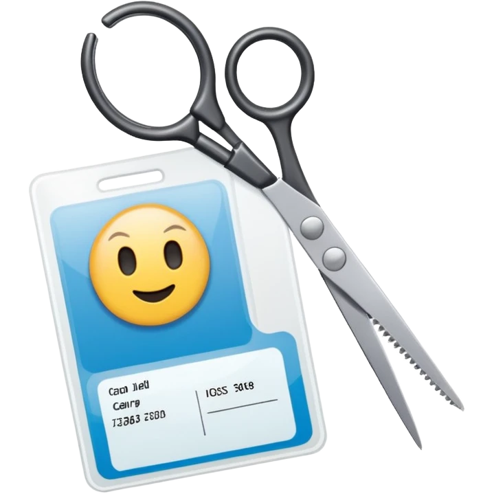 Scissors cutting ID card in half emoji